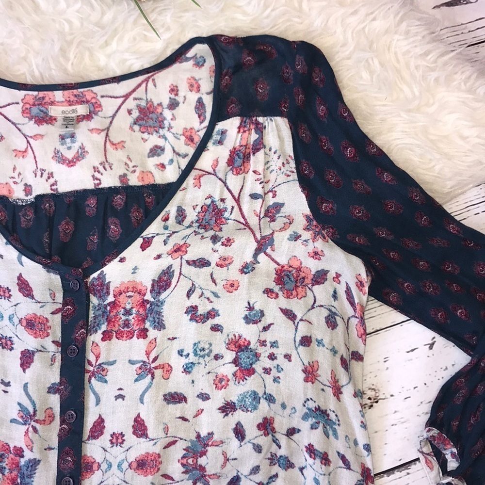 Ecotè Urban Outfitters Paisley & Floral Print Button Down Hi Lo Top Size L - Picture 4 of 8